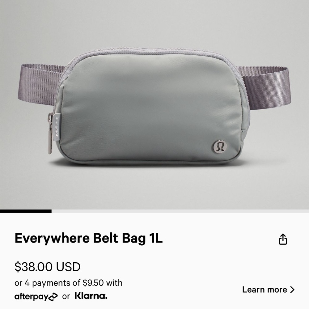Lululemon Silver Drop Everywhere Belt Bag 1L
